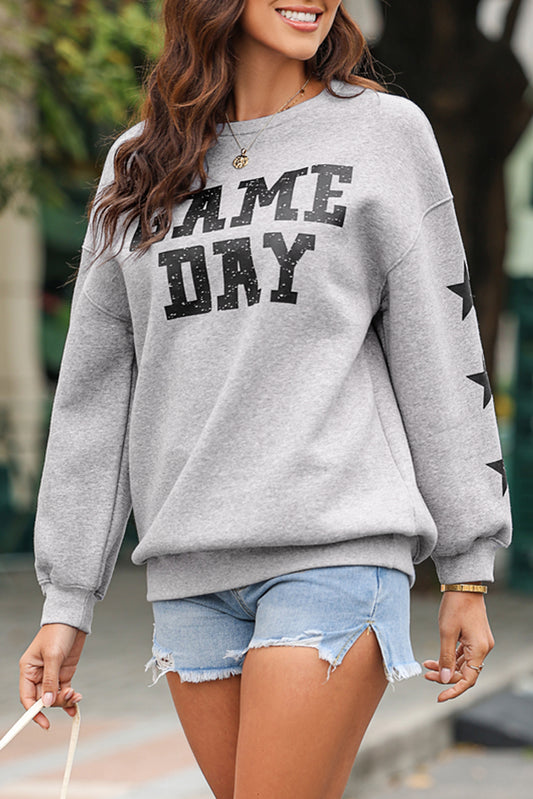 Black Game Day Graphic Football Season Sweatshirt