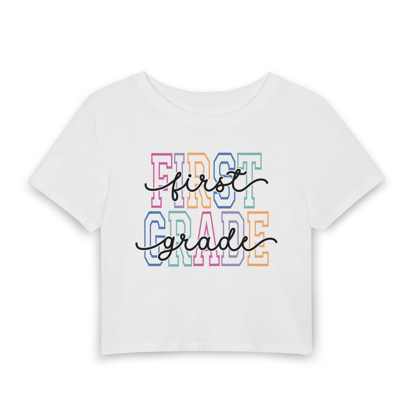 First Grade Women's Baby Tee — Pastel Back to School Shirt
