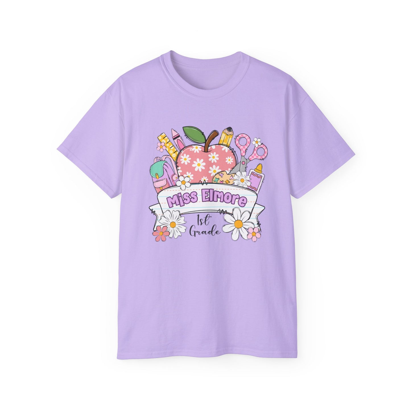 Teacher Toolbox Apple T‑Shirt — "Miss Elmore" Floral Classroom Gifts