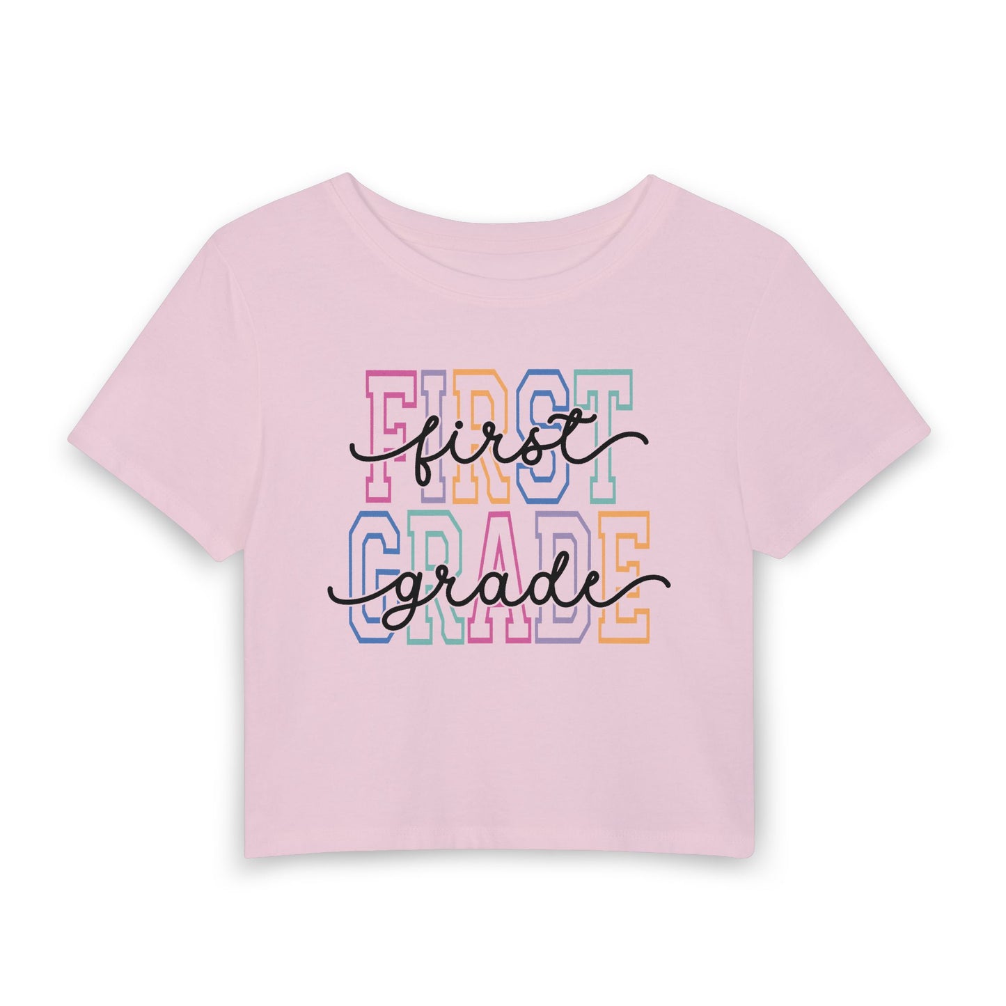 First Grade Women's Baby Tee — Pastel Back to School Shirt